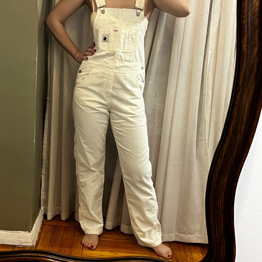Women's White Denim Overalls